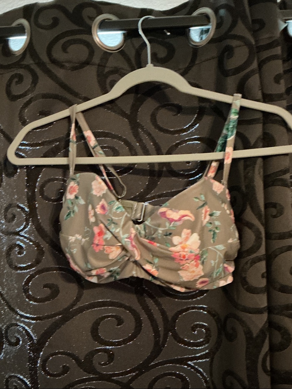 H&M Olive Green Floral Bikini Top